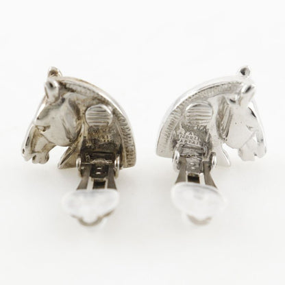 Hermes Cheval Horse Motif Metal Silver Ladies 10.5g Earrings