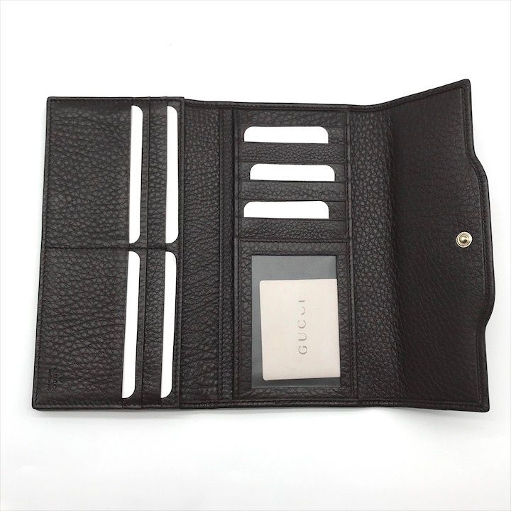 Gucci Geki Interlocking Sherry Line Leather Trifold Wallet Brown