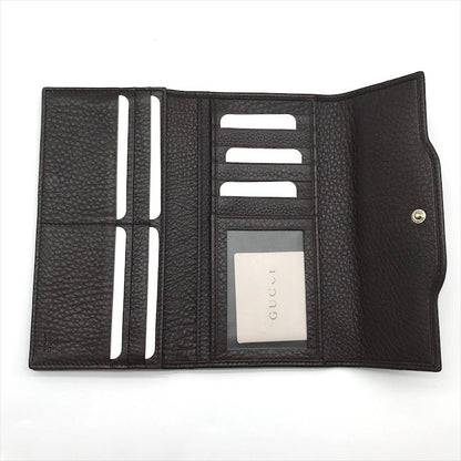 Gucci Geki Interlocking Sherry Line Leather Trifold Wallet Brown