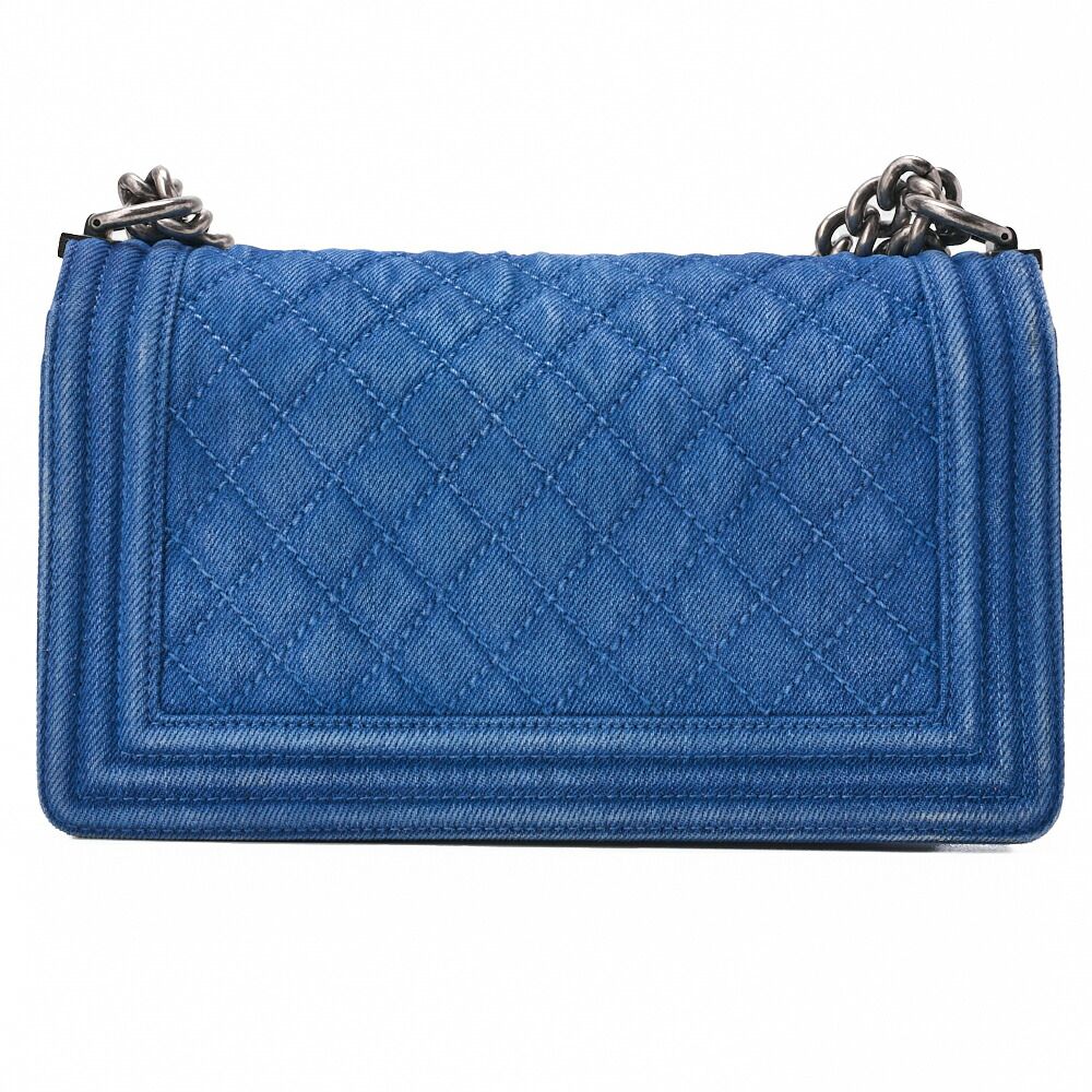 Chanel Boy Chanel Matelasse Chain Shoulder Denim Blue With Silver Hardware