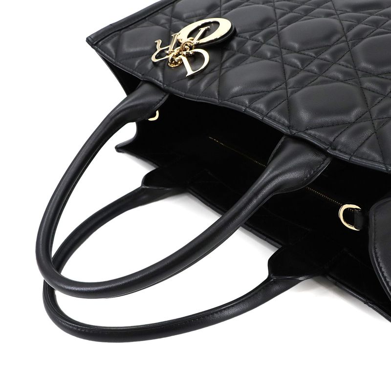 Christian DIOR Macrocannage Book Tote Medium 2way Shoulder Bag Leather 90291006