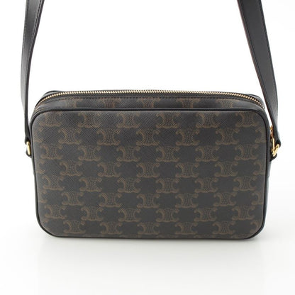 Celine Triomphe Canvas Medium Messenger Logo Shoulder Bag Brown Black