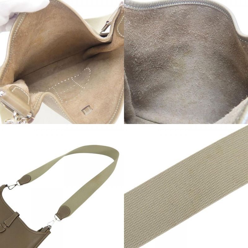 Hermes Shoulder Bag Evelyn 2PM Taurillon Clemence Etoupe Gradient Silver