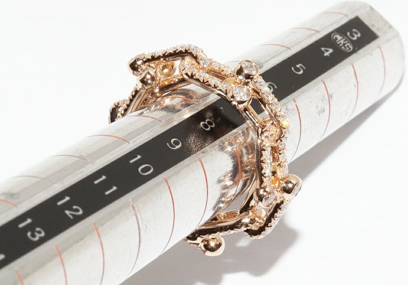 Tiffany & Co Ring 18K Pink Gold Diamond 132ct Hardware Small Link Ring Full