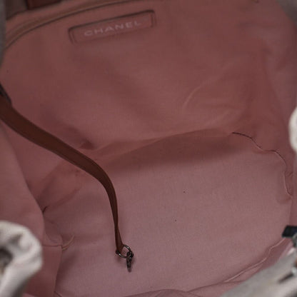 Chanel Sequined Drawstring Backpack With Striped Coco Charm Red (silver