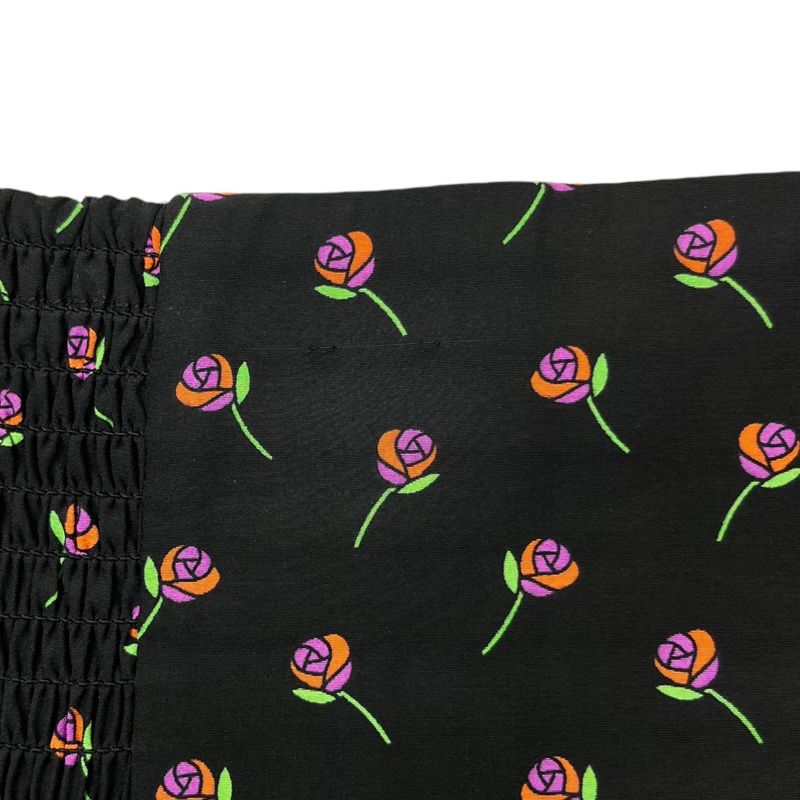 Prada 17ss Rose Print Gathered Flare Skirt P159nr 36(about S) Black×pink