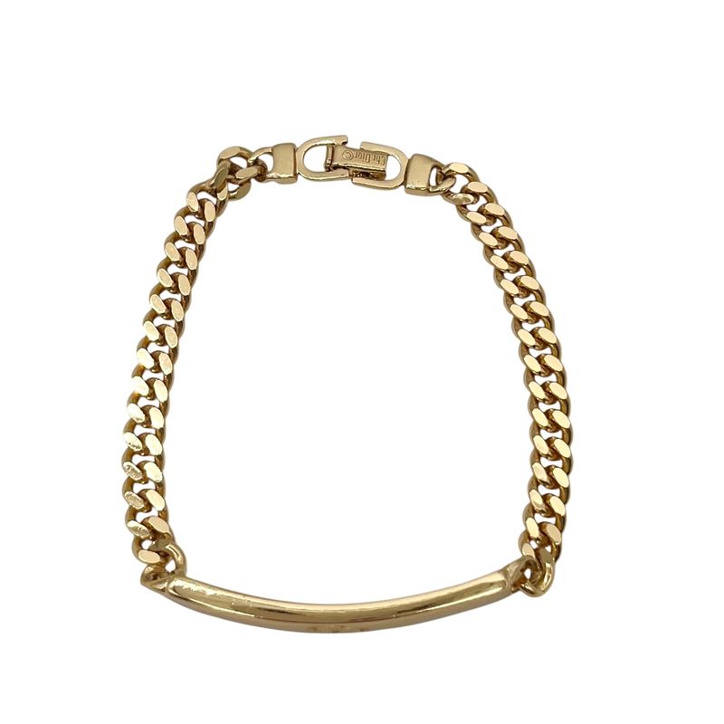 Christian DIOR Bracelet ID Plate CD Logo Gold Plated Gold