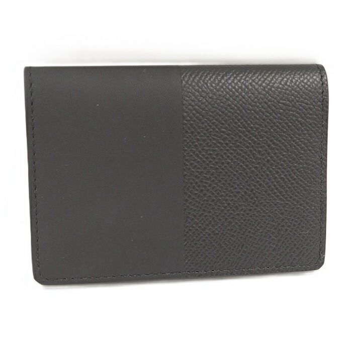 Hermes Manhattan Card Case Leather Black Stamped A