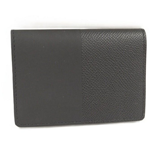 Hermes Manhattan Card Case Leather Black Stamped A