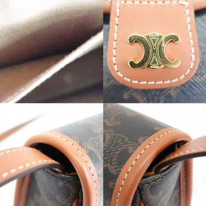 Celine Mini Bouzas Shoulder Bag Triomphe Brown Gold Hardware Leather