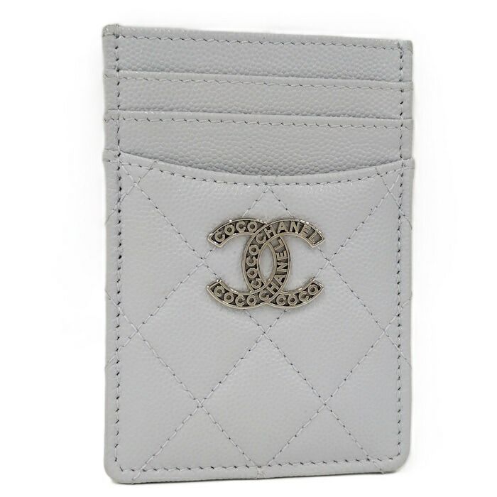 Chanel Card Case Coco Marc Caviar Skin Ice Blue Ap3835