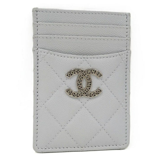 Chanel Card Case Coco Marc Caviar Skin Ice Blue Ap3835