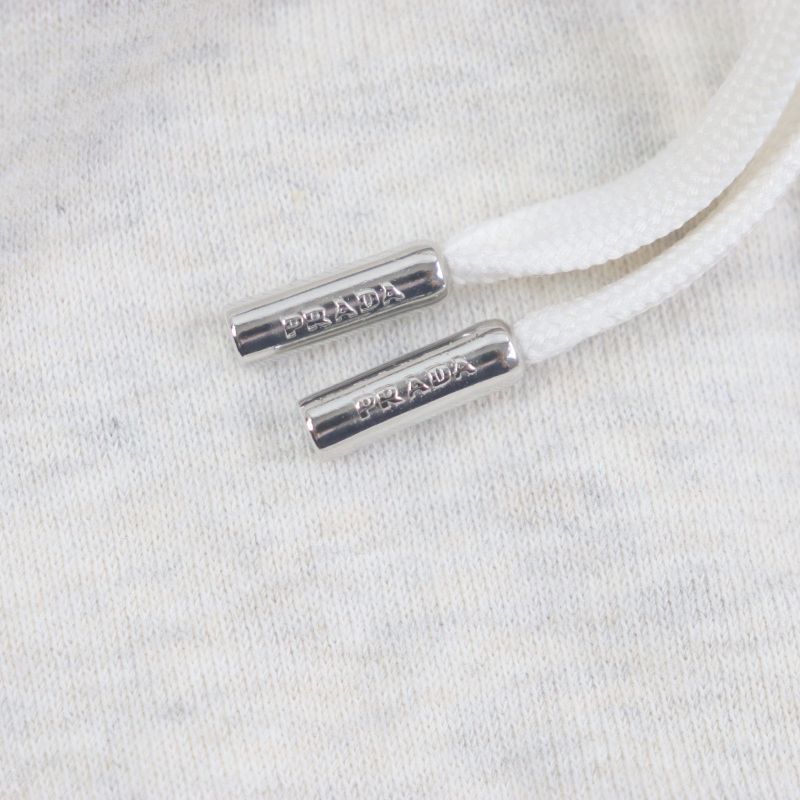 Prada 23AW Ujl24b 100% Cotton Front Logo Embroidery Hoodie Pullover Hoodie