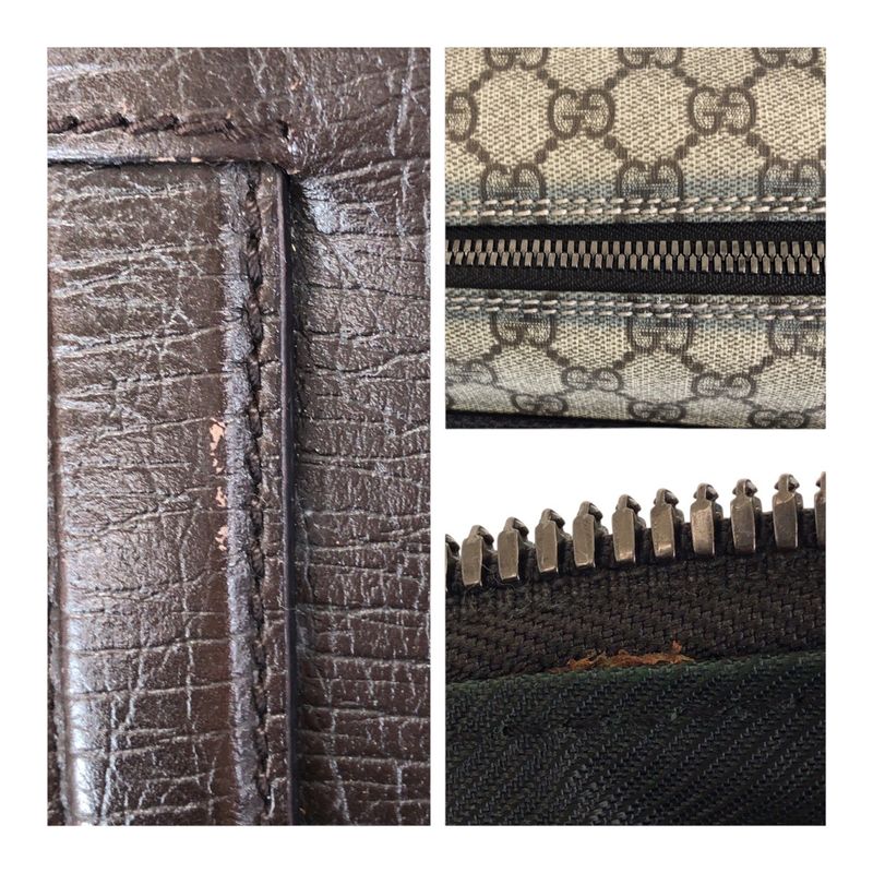 Gucci Brown Silver Hardware GG Supreme Canvas/leather 101672 Boston Bag