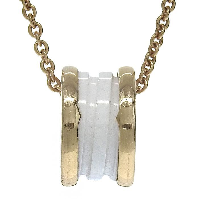 Bvlgari Bulgari B-zero1 White Ceramic Necklace 18K Pink Gold Ceramic 750 Pink
