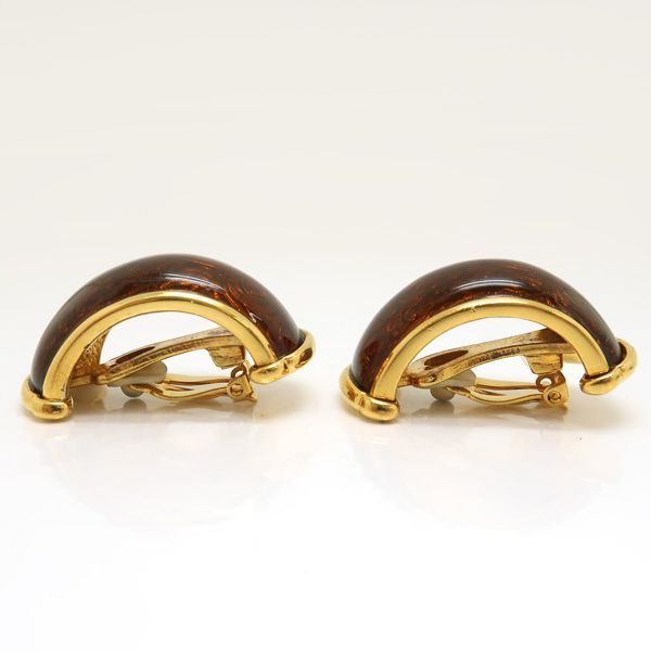 Yves Saint Laurent Earring GP Arabesque Large Brown Vintage YSL Yves Saint