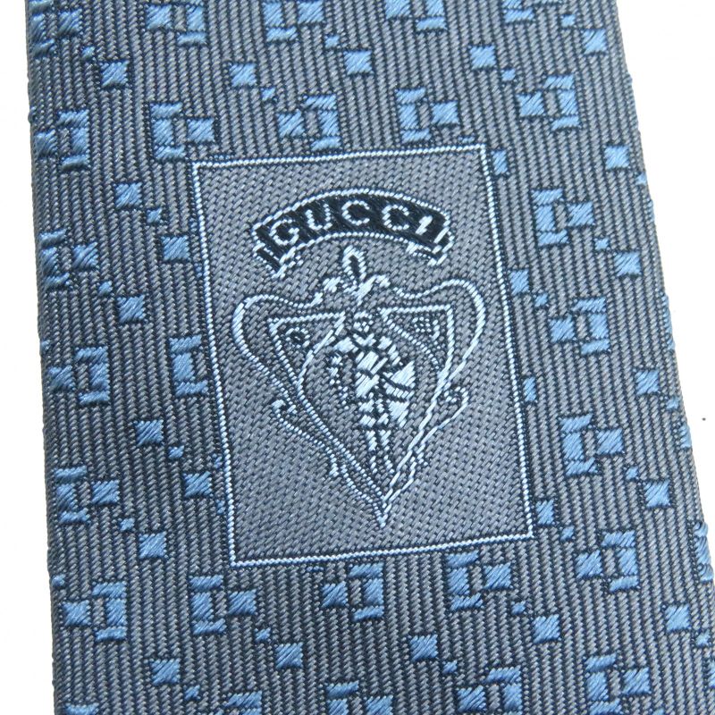 Gucci 100% Silk All-over Design Regular Tie Tie Gray-blue Men's Accessories