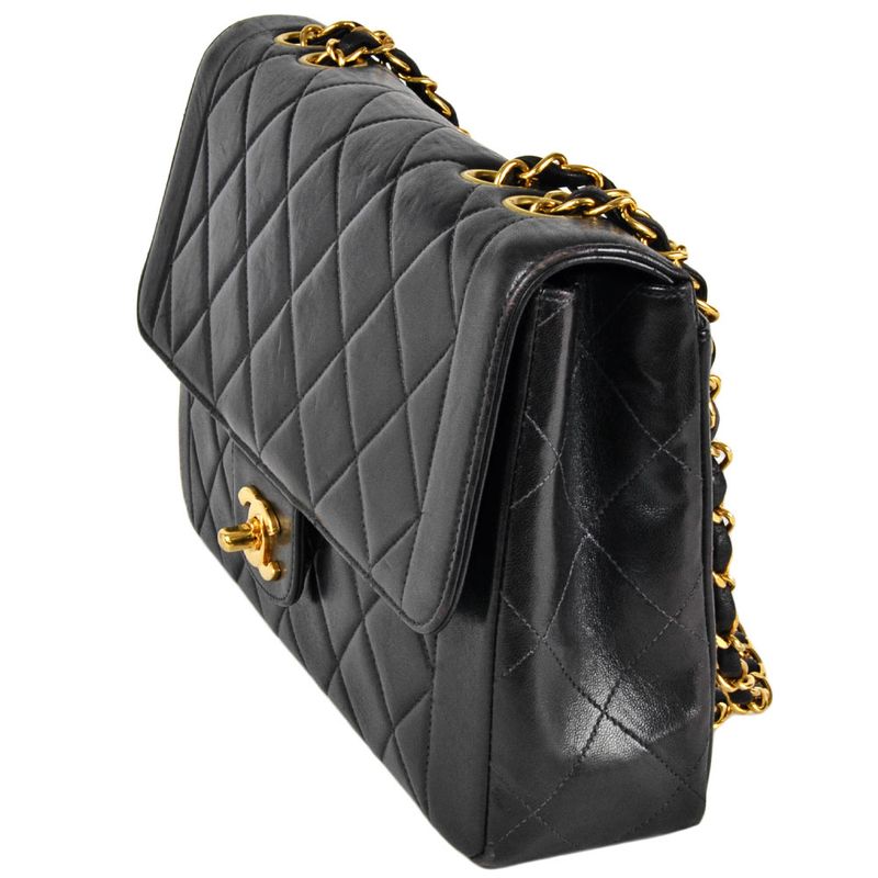 Chanel Matelasse Chain Shoulder Bag Lambskin Black Gold Hardware No 4 Unit Coco