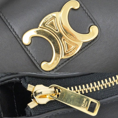 Celine Ava Medium Triomphe Shoulder Bag Black Gold Hardware Shoulder