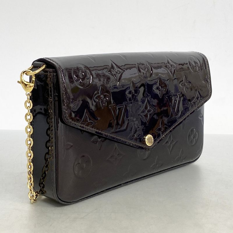 Louis Vuitton Shoulder Wallet Vernis Pochette Felicie M61267 Amarante Women's