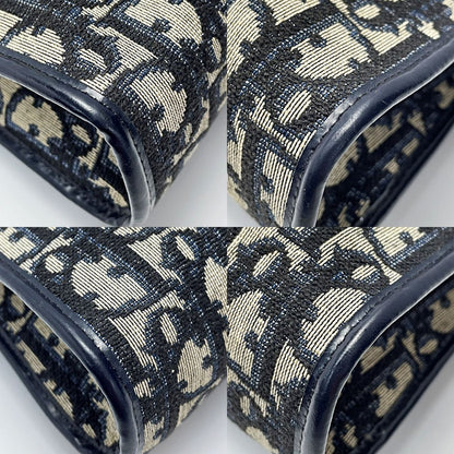 Christian Dior Trotter Navy X Gray Shoulder Bag Women's Gold Hardware