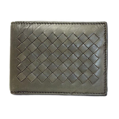 Bottega Veneta Bifold Wallet Intrecciato 113112 Khaki Leather