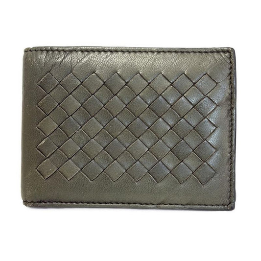 Bottega Veneta Bifold Wallet Intrecciato 113112 Khaki Leather