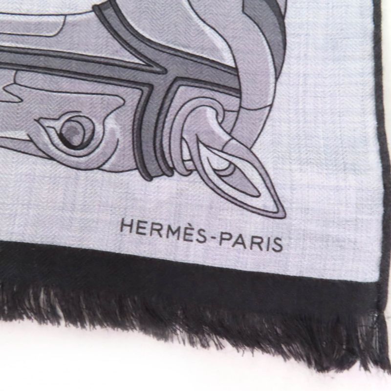 Hermes Rectangle 63 X 180cm (70.87in) Catsouna Cashmere Silk Gris Cine Clesle /