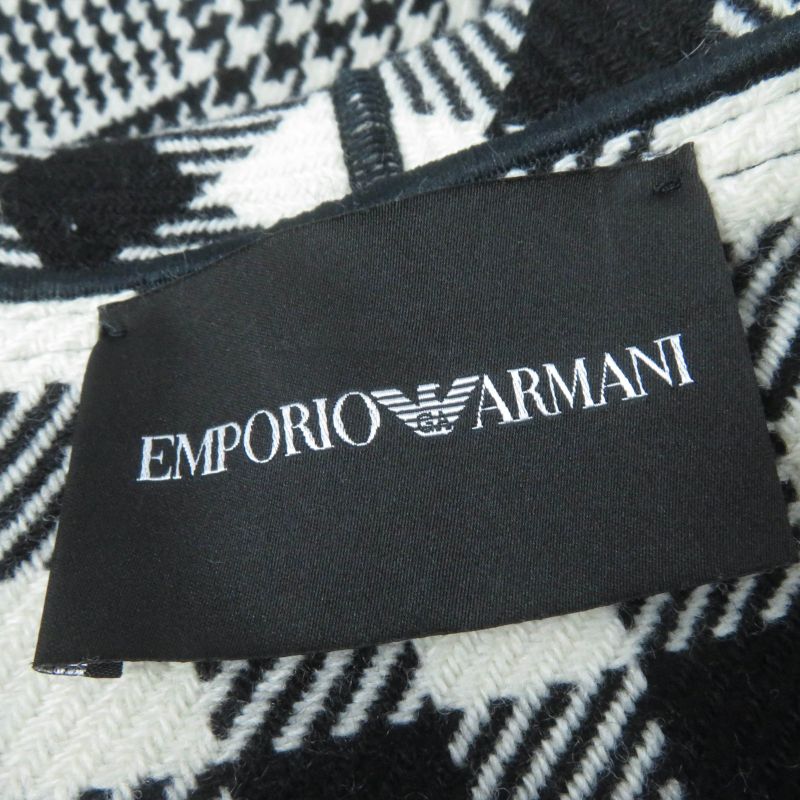 Emporio Armani Emporio Almaani Black Tag Wool Staggered Pattern Belted Coat