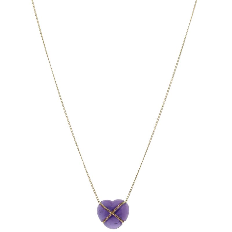 Tiffany & Co Chain Cross Amethyst Necklace 18k Yellow Gold Women