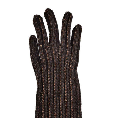 Prada Long Gloves Brown Orange Lamé Gloves S Ladies Women