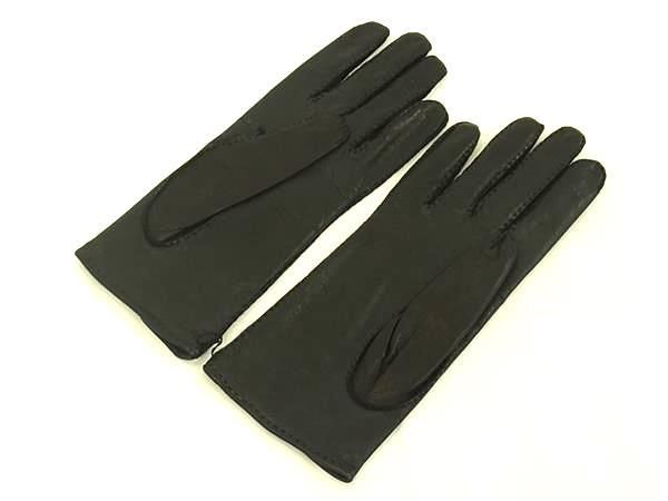 Hermes Sellier Lambskin Gloves Size 6 1/2 Women's Black Fb0801