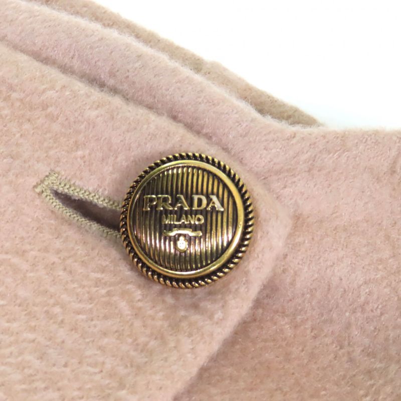 Prada 22AW P151v 100% Cashmere Logo Buttons Long Wrap Skirt Beige 40 Made In