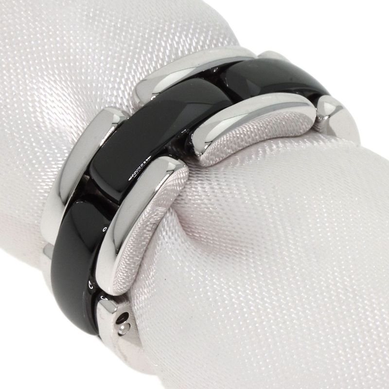 Chanel Ultra Black Ceramic #49 Ring / Ring 18K White Gold Ladies