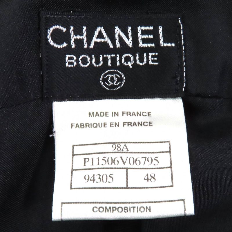 CHANEL Vintage 98A P11506 Wool Coco Mark Button Wool Tweed Jacket Skirt Setup