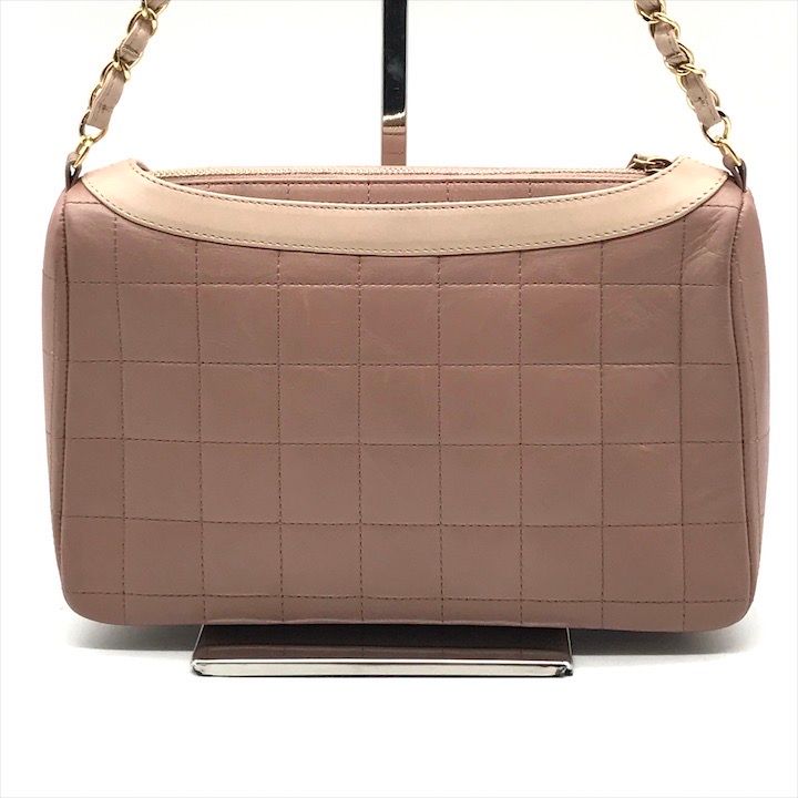 Chanel CC Logo Lambskin Diana Girl Chain Shoulder Bag Pink Beige