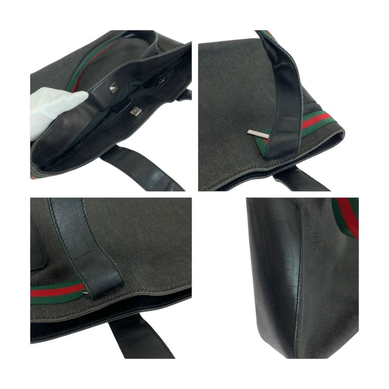 Gucci Sherry Line Black Silver Hardware Canvas 73983 Tote Handbag Ladies 504497