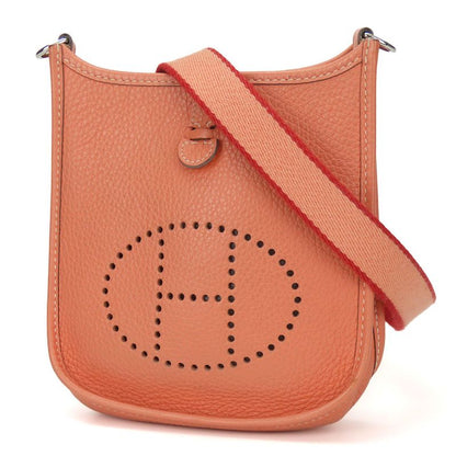 Hermes Shoulder Bag Evelyn TPM Togo Salmon Pink Red Silver Hardware □Q Engraved