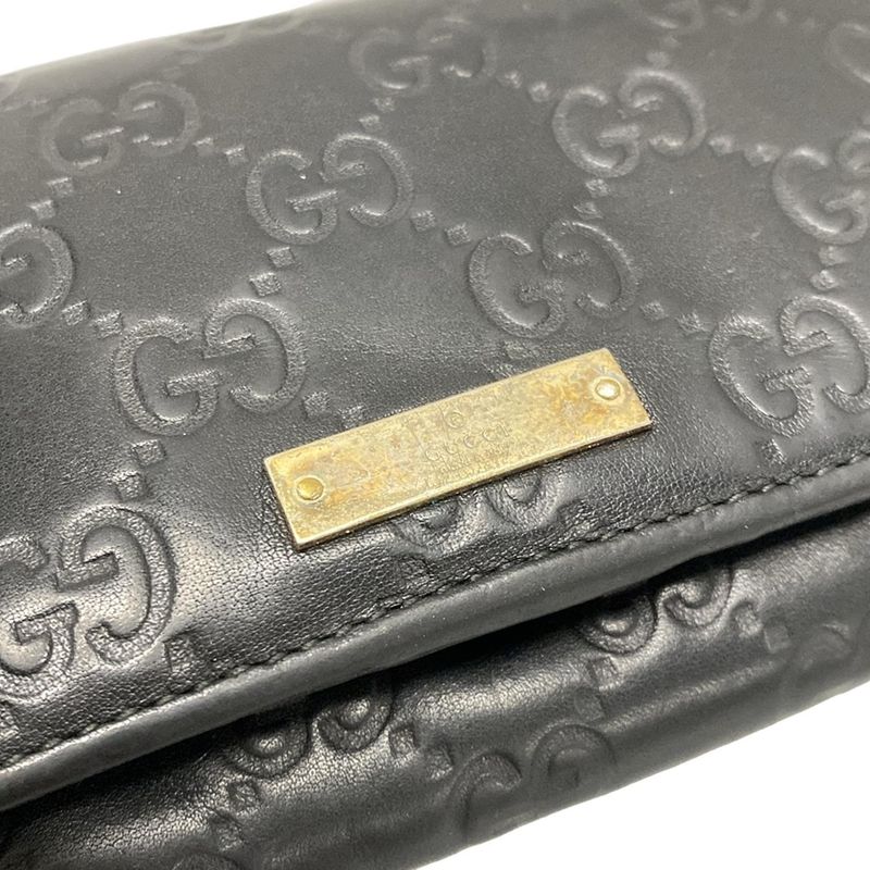 Gucci Long Wallet Stripe Line Metal Bar 244946 Black Leather