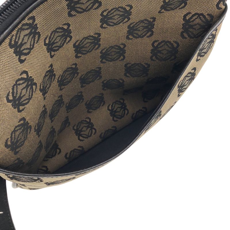 Loewe Anagram Canvas Shoulder Bag Beige Black