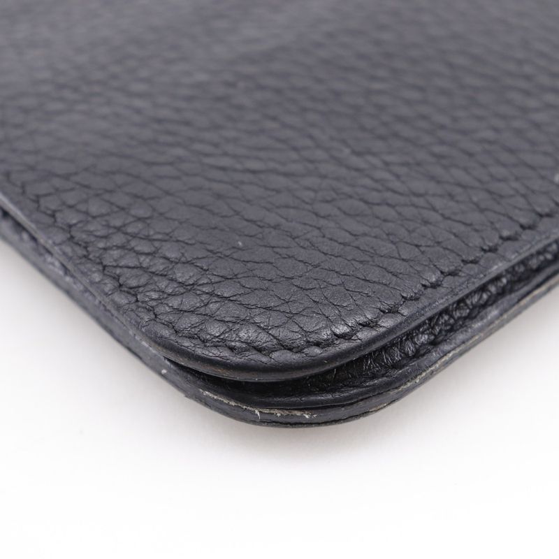 Hermes Dogon Long Taurillon Clemence Black □P Unisex Long Wallet