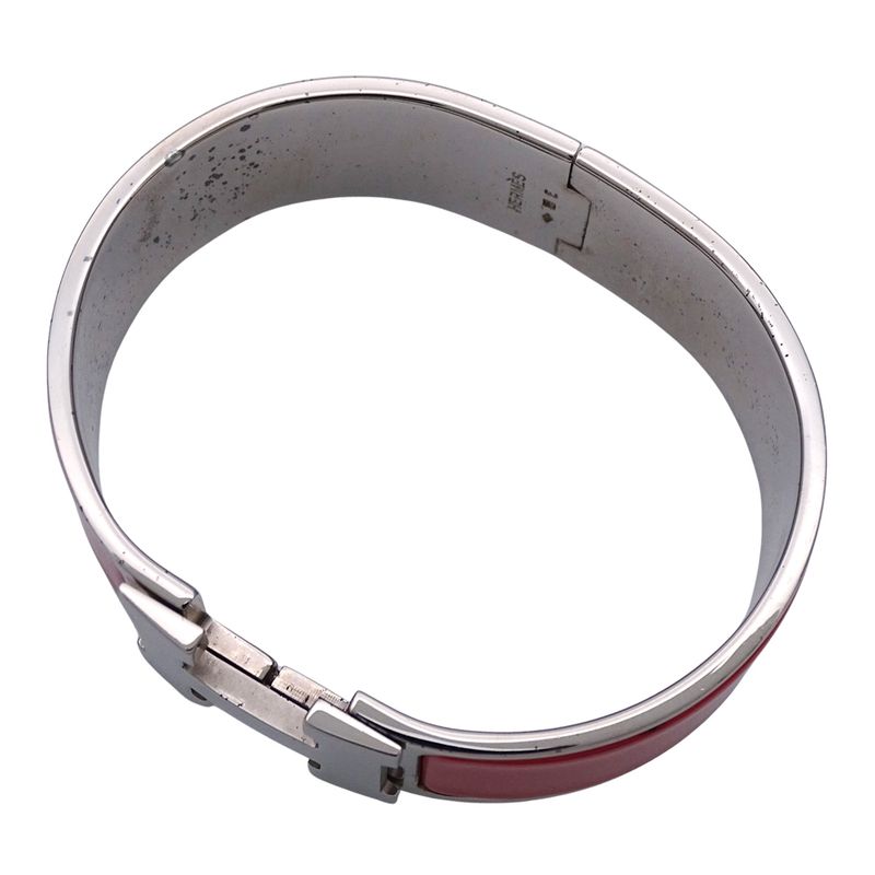 Hermes Bangle Women's Brand Click Classic H GP Silver Red Classy Fashionable E