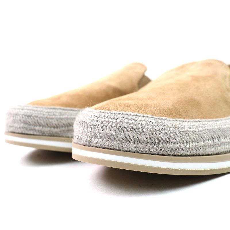 Prada 2dg126 Suede Leather Shoes Slip-on Natural 6.5 With Box And Storage Bag