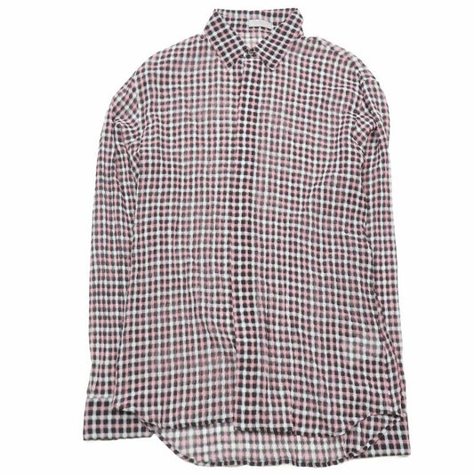 Unused 22ss DIOR Sheer Check Shirt Long Sleeve Cut And Sewn Blouse 40 Red Black