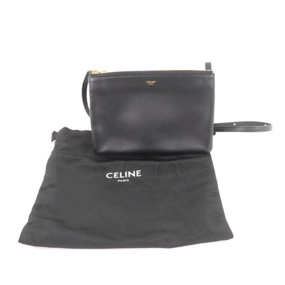 Celine 19203 Trio Small Smooth Lamb Skin Shoulder Bag Black Gold Hardware