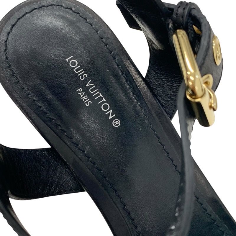 Louis Vuitton Starboard Line Monogram Sandals Shoes Leather Black Punching