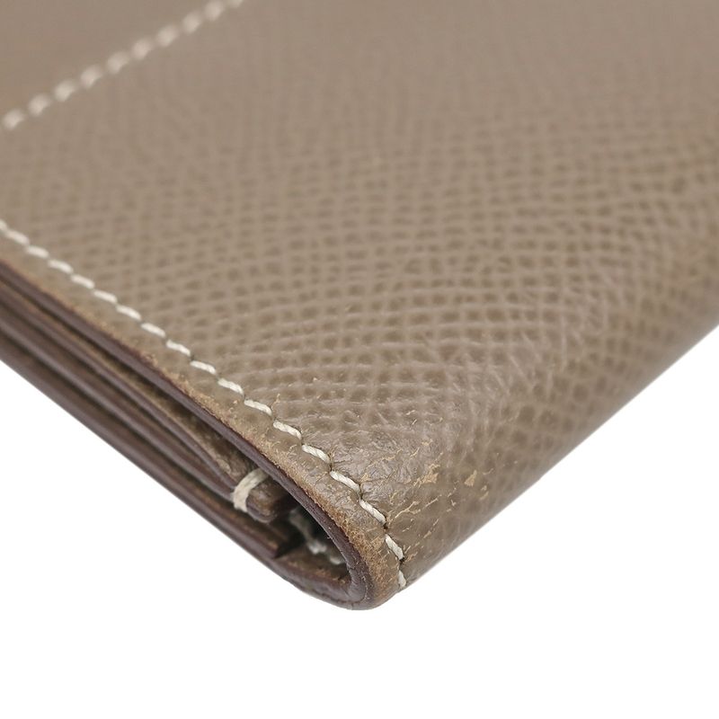 Hermes Trifold Wallet Click 12 Vaux Epson Etoupe Silver Hardware Grained C