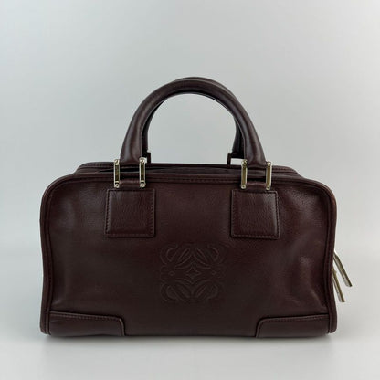 Loewe Anagram Amazona 28 Handbag Brown Leather Vintage Women's