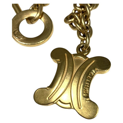Celine ⑤ Macadam Big Logo Chain Necklace Unisex Gold