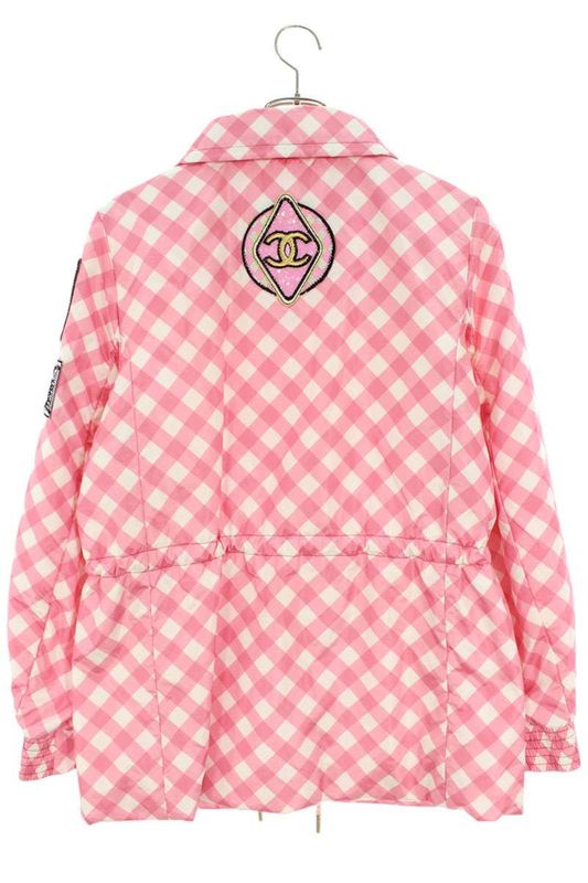 Chanel P74093v65695 Sequin Embellished Checked Silk Blouson Ladies 38